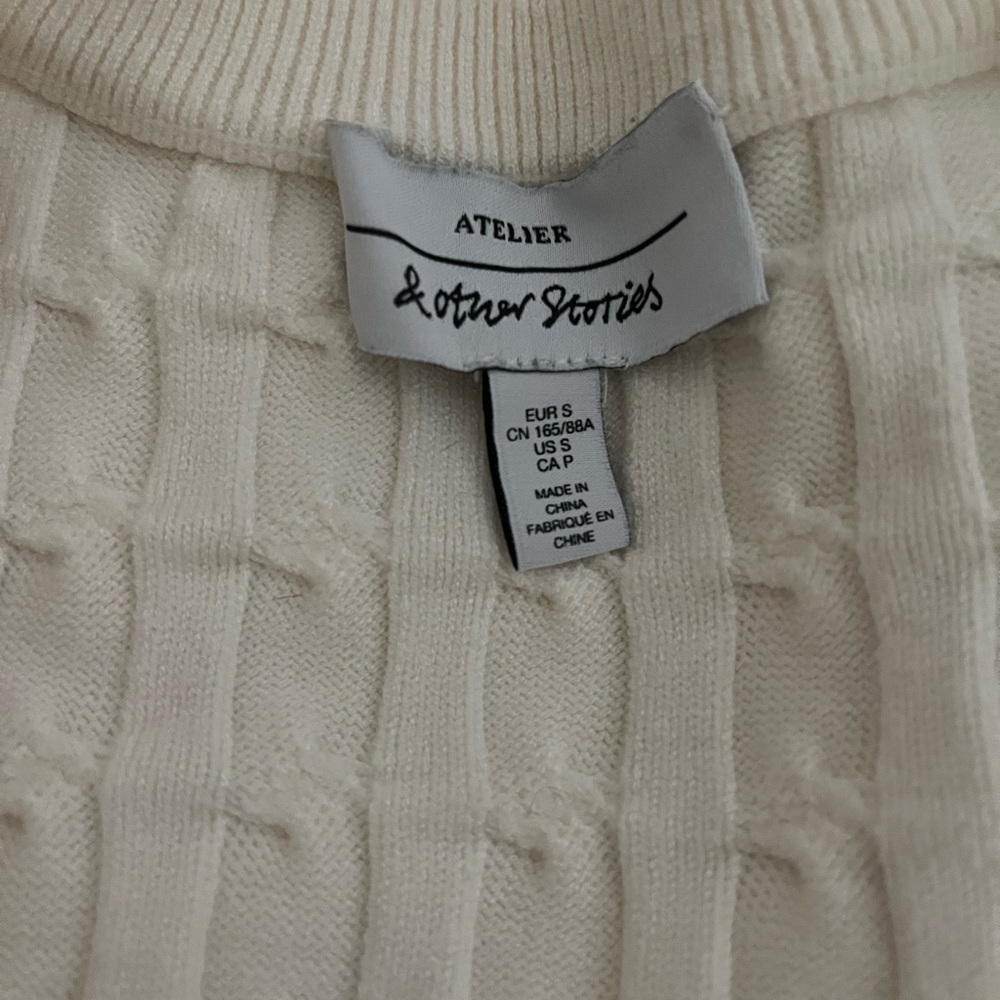 & Other Stories Cream Cable Knit Cardigan - Picture 3 of 6